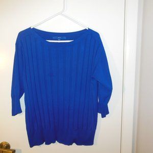 Apt.9 Women's Royal Blue 3/4 Sleeve Sweater - Large